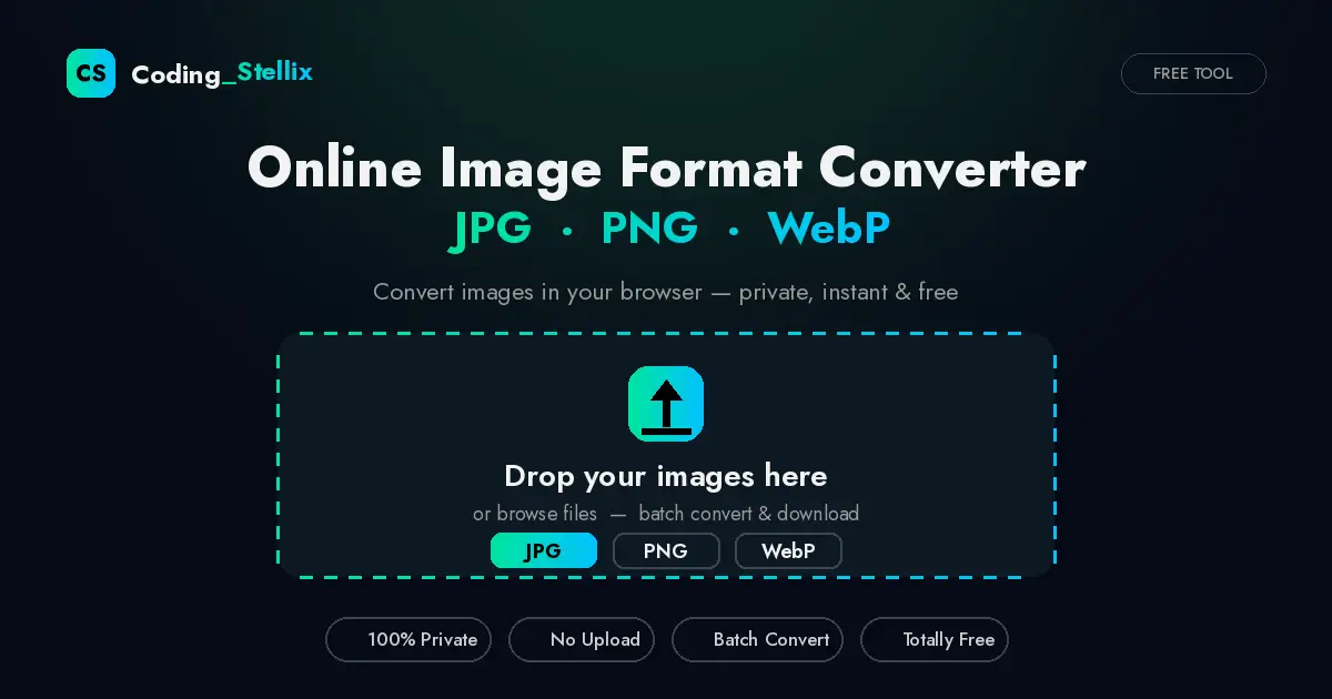 Online Image Format Convert JPG, PNG & WebP Instantly Using HTML, CSS and JS