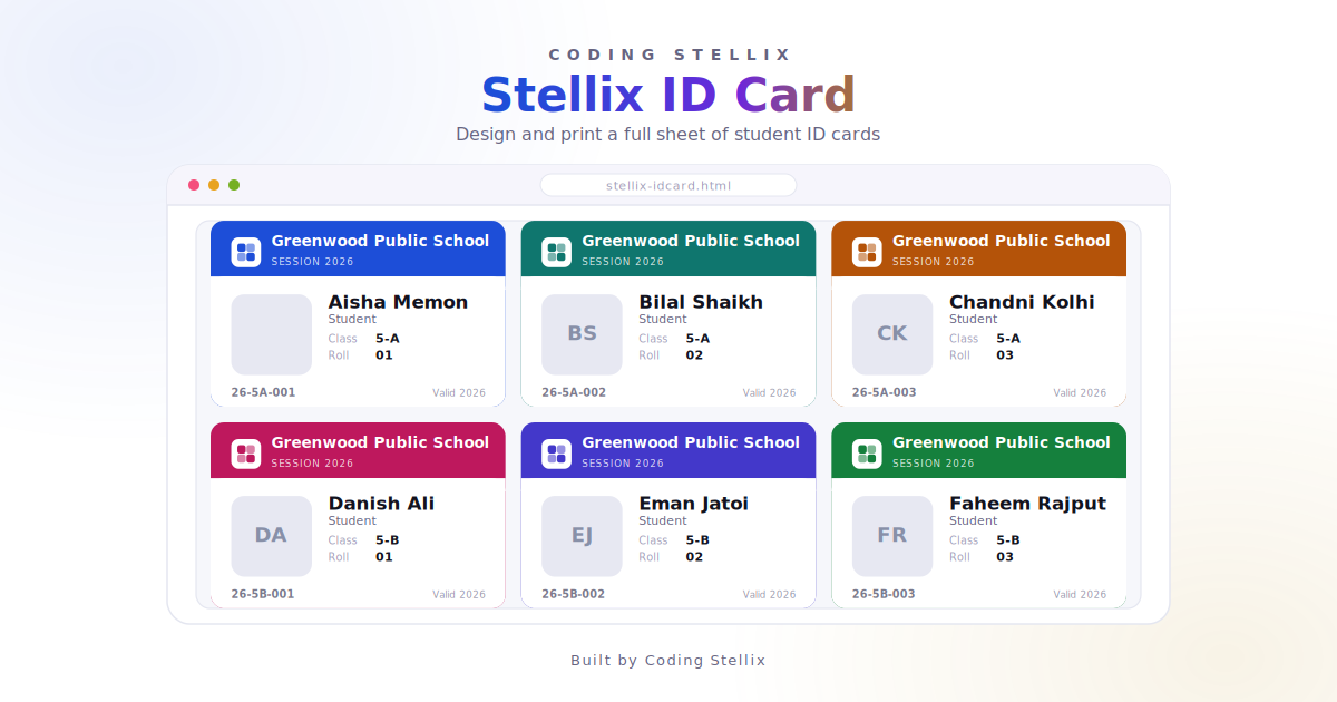 How to Create a Student ID Card Generator Using HTML, CSS and JavaScript