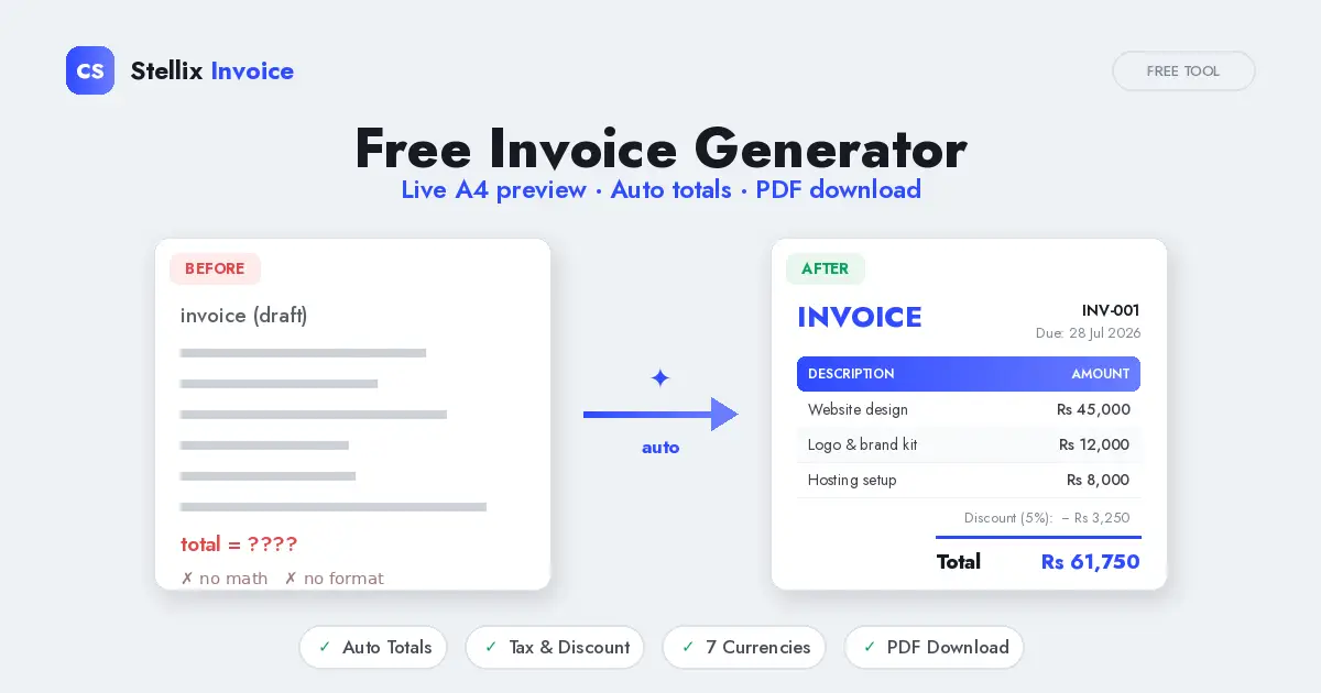 I Build Free Invoice Generator — Using HTML, CSS and JavaScript